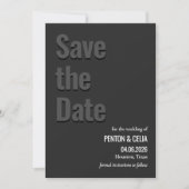 Blackout Minimalist Wedding Save the Date Card 招待状 (正面)