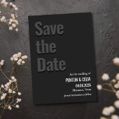 Blackout Minimalist Wedding Save the Date Card 招待状