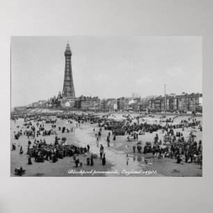 Blackpool Tower & promenade, England c 1905 ポスター
