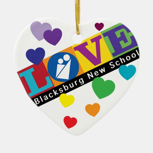 Blacksburg New School Heart Ornament セラミックオーナメント (正面)