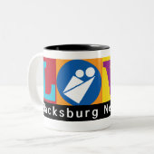 Blacksburg New School Merch Mug ツートーンマグカップ (正面左)