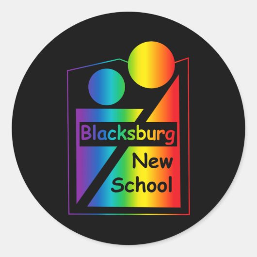 Blacksburg New School Retro Design _1  ラウンドシール (正面)