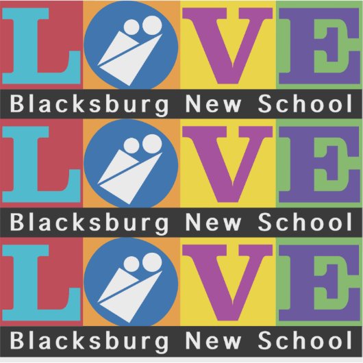 Blacksburg New School Vinyl Sticker シール (正面)