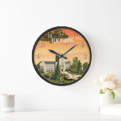 Blacksburg Virginia Historic Campus Travel Poster ラージ壁時計 (ホーム)