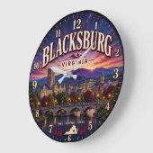 Blacksburg Virginia Mountain College Town  ラージ壁時計 (傾斜)