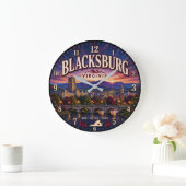 Blacksburg Virginia Mountain College Town  ラージ壁時計 (ホーム)