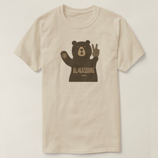 Blacksburg Virginia Peace Bear Tシャツ (デザイン正面)