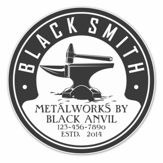 Blacksmith Black Anvil Metalカスタマイズ Works Auto シール (正面)