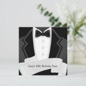 BlackTuxedo Mans白黒40歳の誕生日パーティー 招待状 (スタンド正面)
