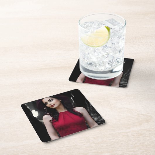 BlackWhiteRed coaster スクエアペーパーコースター (インサイチュ)