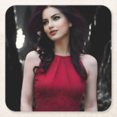 BlackWhiteRed coaster スクエアペーパーコースター (正面)