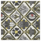 Blackworkのエリザベス朝タイル ファブリック (見本)