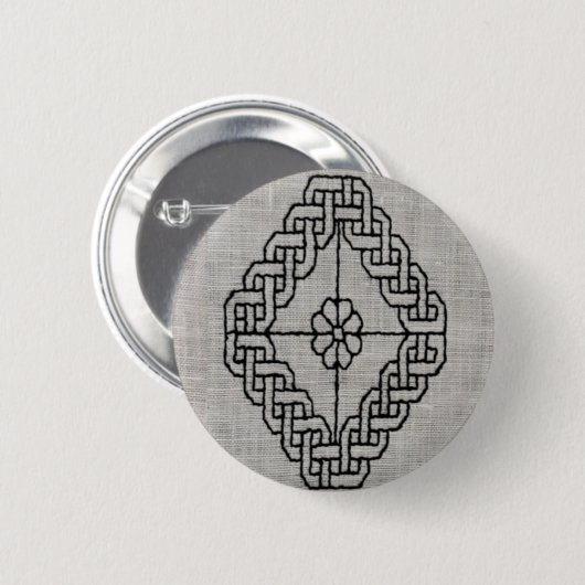Blackwork embroidery button 缶バッジ (正面&裏面)