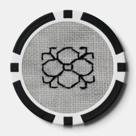 Blackwork embroidery poker chip ポーカーチップ