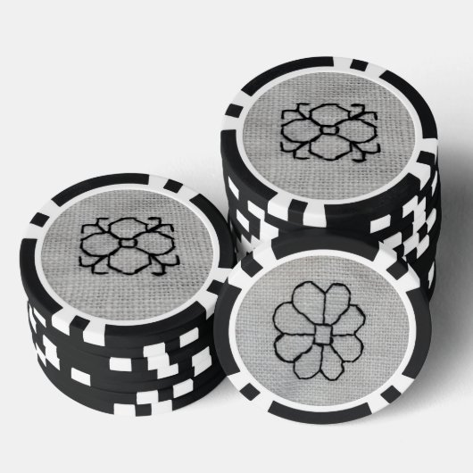 Blackwork embroidery poker chip ポーカーチップ (積み重ね)
