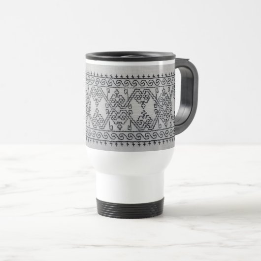Blackwork embroidery travel mug トラベルマグ (正面右)