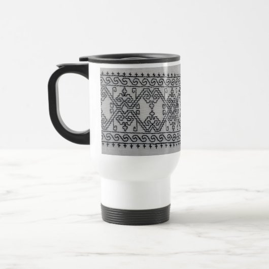Blackwork embroidery travel mug トラベルマグ (左)
