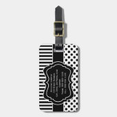 Blaclと白のポストライプのルクスドットラゲッジタグ ラゲッジタグ (正面縦)