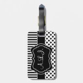 Blaclと白のポストライプのルクスドットラゲッジタグ ラゲッジタグ (裏面縦)