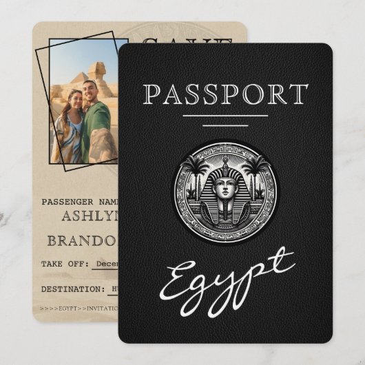 Blacl Egypt Passport Wedding Save the Date セーブザデート (正面/裏面)