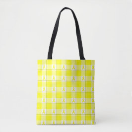 Bladder Cancer Awareness Plaid Tote Bag, Yellow トートバッグ