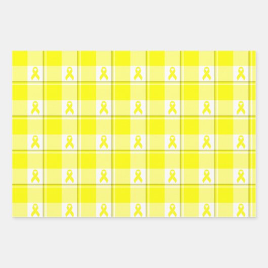 Bladder Cancer Awareness Plaid Wrapping Paper ラッピングペーパーシート (正面3)