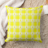 Bladder Cancer Awareness Plaid Yellow Ribbon クッション (ブランケット)