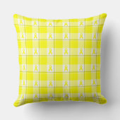 Bladder Cancer Awareness Plaid Yellow Ribbon クッション (裏面)