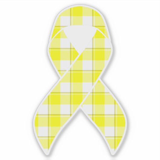Bladder Cancer Awareness Plaid Yellow Ribbon シール (正面)