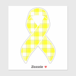 Bladder Cancer Awareness Plaid Yellow Ribbon シール