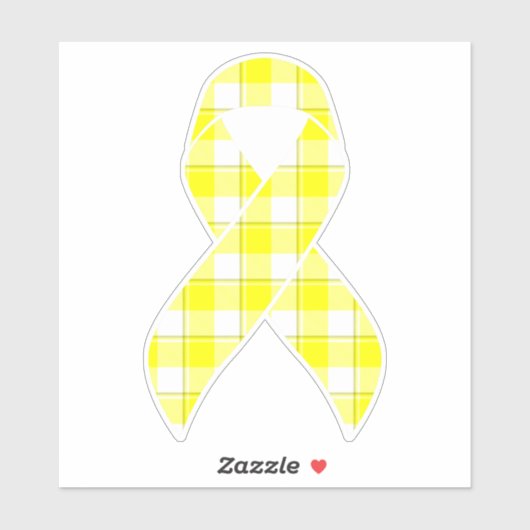 Bladder Cancer Awareness Plaid Yellow Ribbon シール (シート)