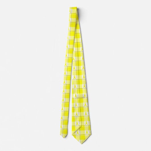 Bladder Cancer Awareness Plaid Yellow Ribbon ネクタイ (裏面)