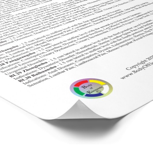 Bladder Meridian Acupuncture Points ポスター (角)