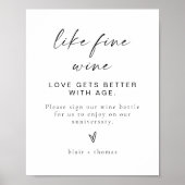 BLAIRミニマリスト結婚ワインのゲストブックサイン ポスター (正面)