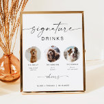 BLAIRミニマリストBoho 3 Photo Pet Signature Drink ポスター<br><div class="desc">2つのフォトスロット、ボホ手書きスクリプトフォント、ミニマルデザインを備えたドリンクの看板モダン。イベントに合わせてフォントと背景色を簡単に変更。新郎新婦の写真や子ども、ご家族のペットの写真を追加するのにお気に入りの最適。</div>