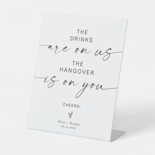 BLAIRミニマル結婚リストのオープンバー標識 |モダン | 台座サイン (正面)