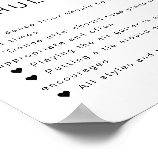 BLAIRミニマル結婚リストのダンスフロア規則のサイン ポスター (角)