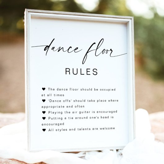 BLAIRミニマル結婚リストのダンスフロア規則のサイン ポスター