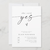 BLAIR写真モダン彼女が言ったYesブライダルシャワー 招待状 (正面)