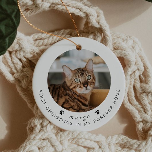 BLAIR モダン1stクリスマスキャットまたはペット写真 セラミックオーナメント