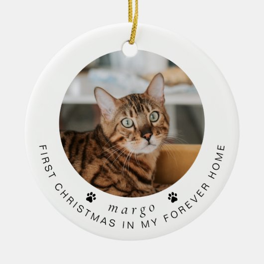 BLAIR モダン1stクリスマスキャットまたはペット写真 セラミックオーナメント (正面)