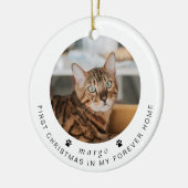 BLAIR モダン1stクリスマスキャットまたはペット写真 セラミックオーナメント (左)