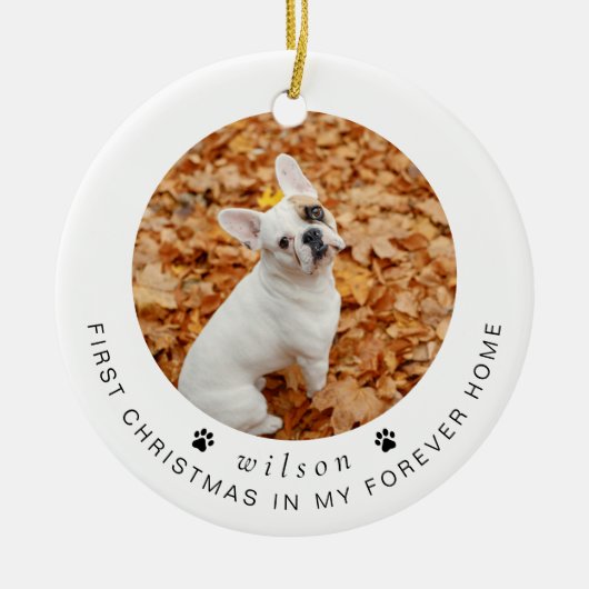 BLAIR モダン1stクリスマスドッグまたはペットの写真 セラミックオーナメント (正面)