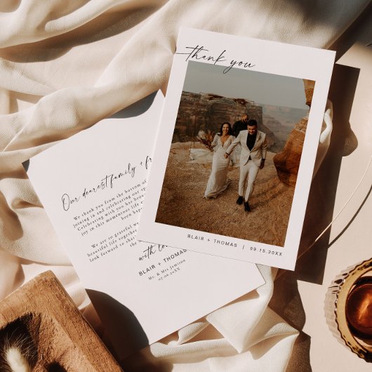 BLAIR モダン Boho Photo's 結婚 Thank You Note 招待状