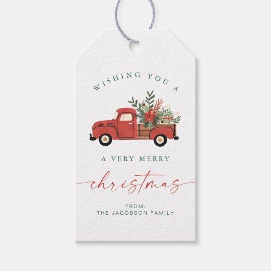 BLAIR Scandinavian Red Car Tree Christmas ギフトタグ (正面)