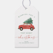 BLAIR Scandinavian Red Car Tree Christmas ギフトタグ (正面)