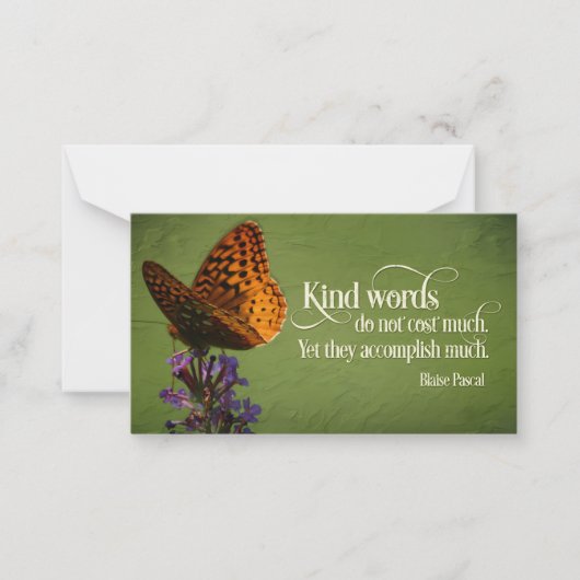 Blaise Pascal感動的引用文「やさしい言葉」 ノートカード (正面)