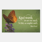 Blaise Pascal感動的引用文「やさしい言葉」 長方形シール (正面)