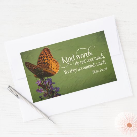 Blaise Pascal感動的引用文「やさしい言葉」 長方形シール (封筒)