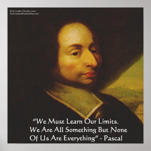 Blaise Pascal "知る 限界" 知恵 引用 ポスター by (正面)